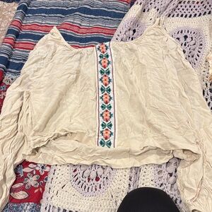Embroidered Cream Women's Top